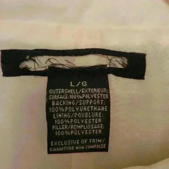 Women’s Cropped Puffer Jacket Ivory White Tassel Detail Size Large Fall Winter - Picture 5 of 7